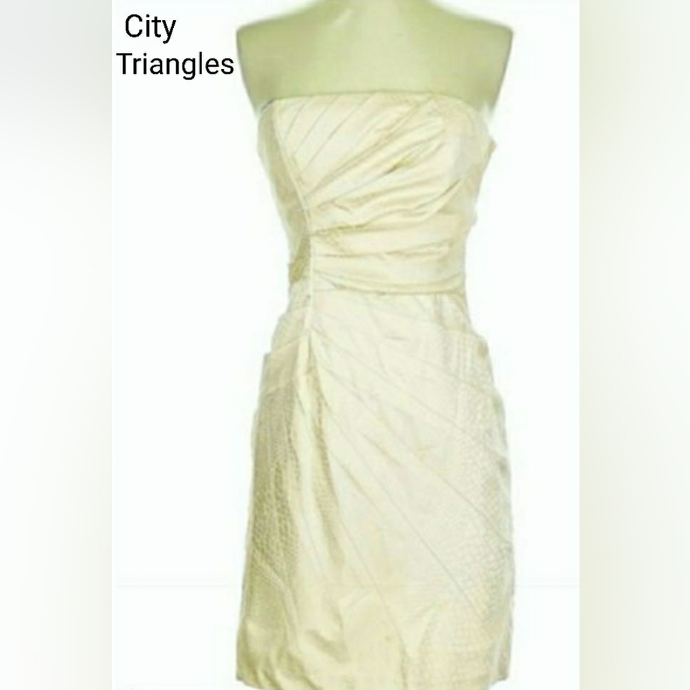 City Triangles Strapless Cream Color Dress